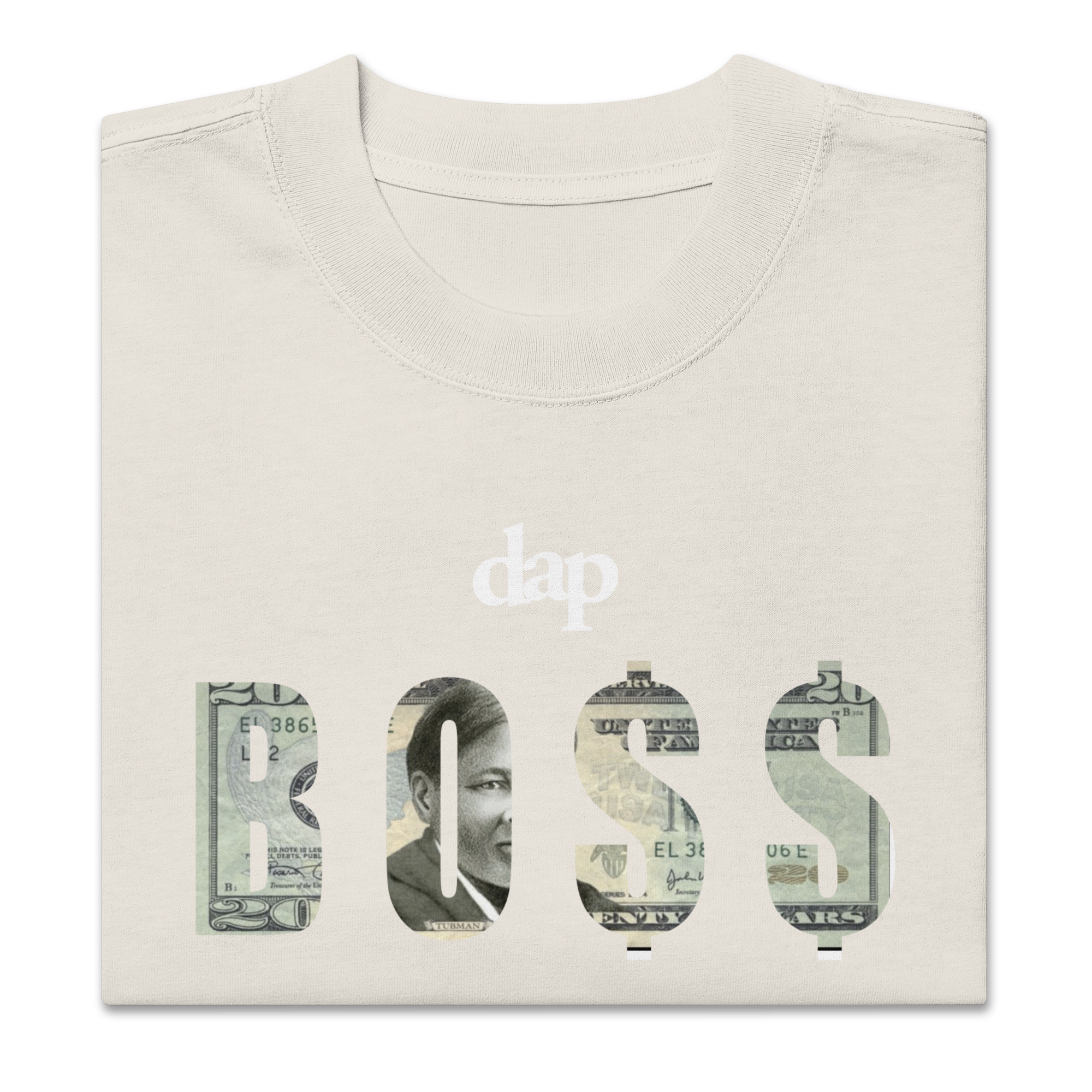 BO$$ oversized faded t-shirt (bone)